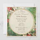 100e verjaardag Shabby Chic Hibiscus Flowers Kaart (Achterkant)
