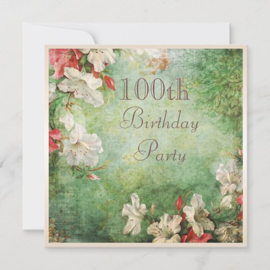 100e verjaardag Shabby Chic Hibiscus Flowers Kaart (Voorkant)