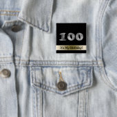 100e verjaardag Silver Number 100 Vierkante Button 5,1 Cm (In situ)