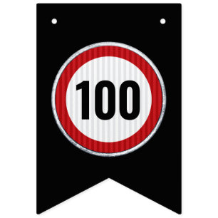100e verjaardag Snelheidslimiet bord Vlaggetjes