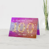 100e verjaardag - Sterrennummers - Paarse leeftijd Kaart (Voorkant)