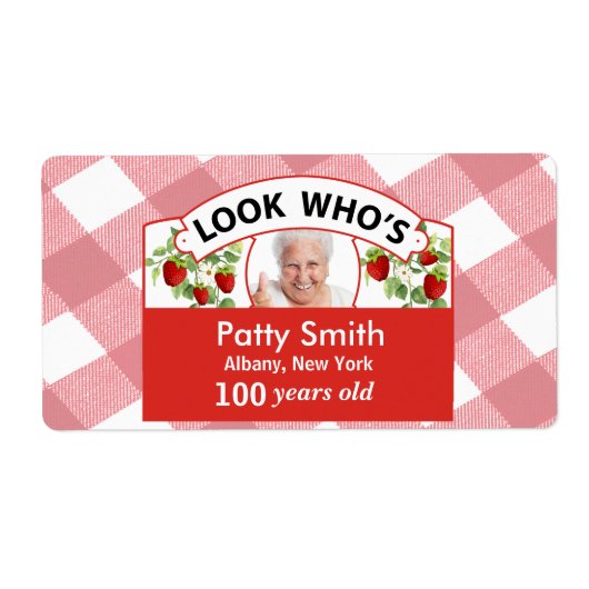 100e verjaardag stickerlabels - eenvoudig aan te p etiket (Voorkant)