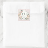 100e verjaardag Tropische Floral Dank u Vierkante Sticker (Tas)