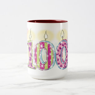 100e verjaardag tweekleurige koffiemok