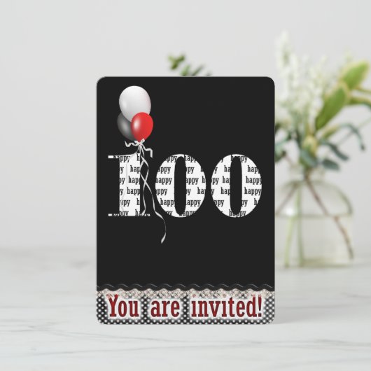 100e verjaardag uitnodiging (Staand voorkant)