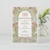 100e verjaardag Uitnodiging Art Nieuw bij Mucha (Staand voorkant)