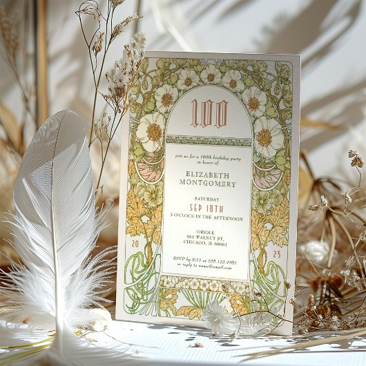 100e verjaardag Uitnodiging Art Nieuw bij Mucha