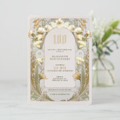 100e verjaardag Uitnodiging Art Nieuw bij Mucha (Staand voorkant)