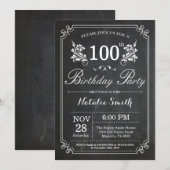 100e verjaardag uitnodiging Bloemen schoolbord (Voorkant / Achterkant)