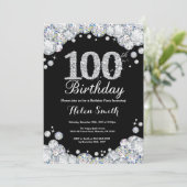 100e verjaardag Uitnodiging Chalkboard Diamond (Staand voorkant)
