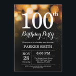 100e verjaardag uitnodiging Gold Glitter<br><div class="desc">100e verjaardag uitnodiging met gouden string lichten met gouden glitter achtergrond. Gouden verjaardag. Verjaardag voor volwassenen. Mannen of vrouwen Bday Uitnodigen. 13e 15e 16e 18e 20e 21e 30e 40e 50e 60e 70e 80e 90e 100e, elke leeftijd. Voor verdere aanpassing klikt u op de knop "Aanpassen" en gebruikt u onze ontwerptool...</div>