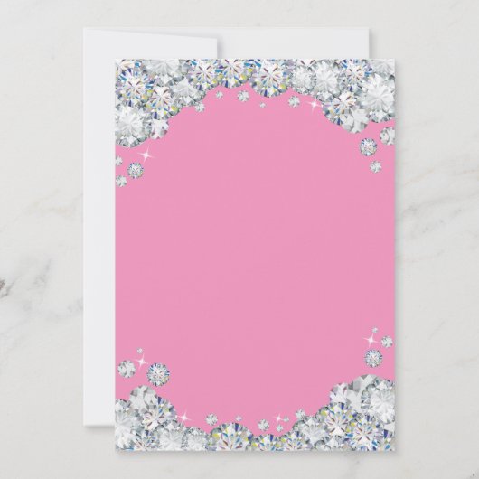 100e verjaardag uitnodiging roze en zilveren diama (Achterkant)