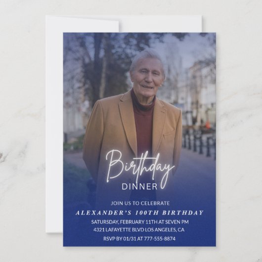 100e verjaardag uitnodiging Verjaardag Diner Foto (Voorkant)
