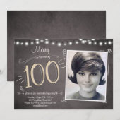100e verjaardag Uitnodiging Vintage honderdste ver (Voorkant / Achterkant)