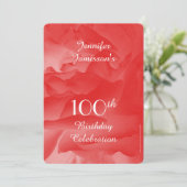 100e verjaardag Uitnodiging voor Koraalroze Rose (Staand voorkant)