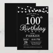 100e verjaardag Uitnodiging zwart-wit (Voorkant / Achterkant)