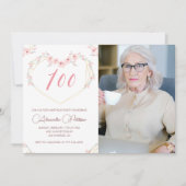 100e verjaardag uitnodigingen Boho Floral Foto (Voorkant)