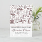 100e verjaardag uitnodigingen Mannen Beer  (Staand voorkant)