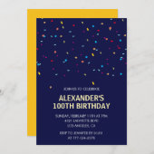 100e verjaardag uitnodigingen Mannen Confetti Mode (Voorkant / Achterkant)