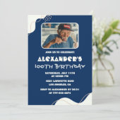 100e verjaardag uitnodigingen Mannen Foto Eenvoudi (Staand voorkant)