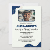 100e verjaardag uitnodigingen Mannen Navy Eenvoudi (Voorkant)