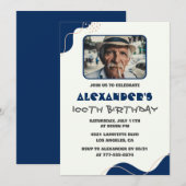 100e verjaardag uitnodigingen Mannen Navy Eenvoudi (Voorkant / Achterkant)