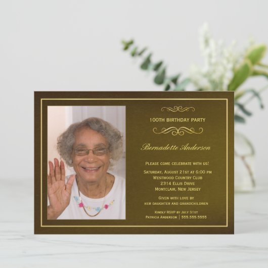 100e verjaardag Uitnodigingen van de Partij van de (Staand voorkant)