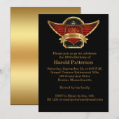 100e verjaardag van Black and Gold Party Kaart (Voorkant / Achterkant)