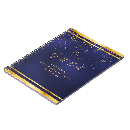 100e verjaardag van de 100 donkerblauwe gouden gas notitieboek (Linkerzijde)