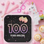 100e verjaardag van de ballonnen en Confetti Papieren Bordje (Feest)