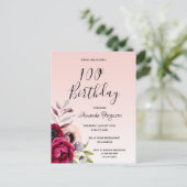 100e verjaardag van de bogundy roos gouduitnodigin briefkaart (Staand voorkant)