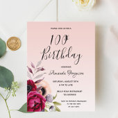 100e verjaardag van de bogundy roos gouduitnodigin briefkaart