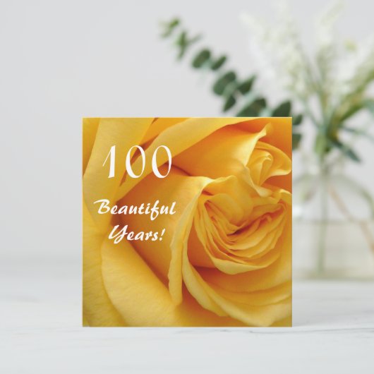 100e verjaardag van de feestdag - Deep Yellow Rose Kaart (Staand voorkant)