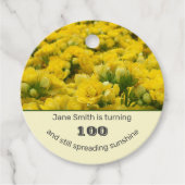 100e verjaardag van de geelbloem bedankjes labels (Voorkant)