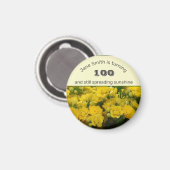 100e verjaardag van de Mijlpaal Gele Florale Dag Magneet (Voorkant / Achterkant)
