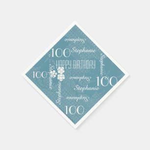 100e verjaardag van de Pastel Blue Floral Paper Servet