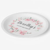 100e verjaardag van de roze Floral Papieren Bordje (Gekanteld)