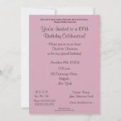 100e verjaardag van de roze rozen kaart (Achterkant)