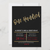 100e verjaardag van de uitnodiging van Gold Black  (Voorkant)