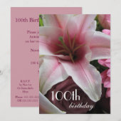 100e verjaardag van de viering-roze Lily Kaart (Voorkant / Achterkant)
