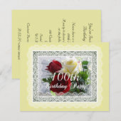 100e verjaardag van de viering van rode/gele rozen kaart (Voorkant / Achterkant)