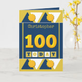 100e verjaardag van goud en marine kaart (Gele Bloem)