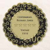 100e verjaardag van het 100e verjaardag - Zwart en Kartonnen Onderzetters (Voorkant)