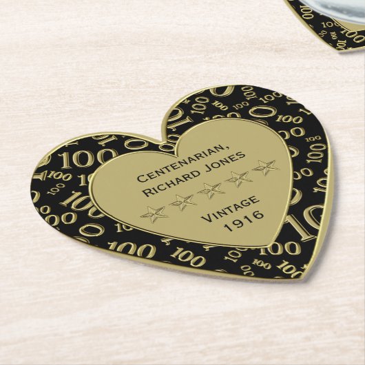 100e verjaardag van het 100e verjaardag - Zwart en Kartonnen Onderzetters (Gekanteld)