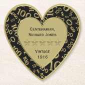 100e verjaardag van het 100e verjaardag - Zwart en Kartonnen Onderzetters (Voorkant)