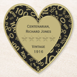 100e verjaardag van het 100e verjaardag - Zwart en Kartonnen Onderzetters