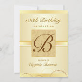 100e verjaardag van het Gold Damask Monogram Kaart (Voorkant)