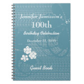 100e verjaardag van het Guest Book Blue, White Flo Notitieboek (Voorkant)