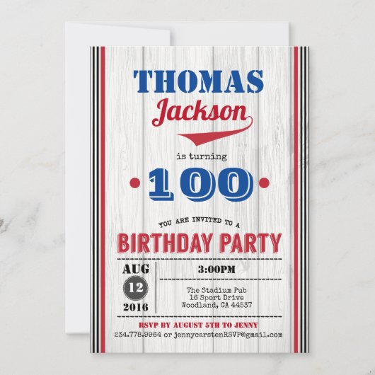 100e verjaardag van honkbal. Rustisch hout Kaart (Voorkant)