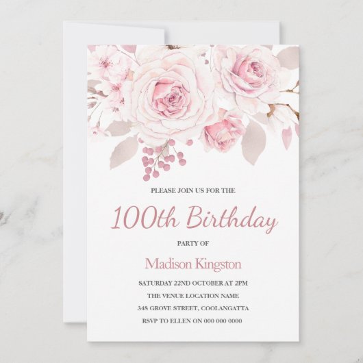 100e verjaardag van schoonheidsgetrouwe Elegante R Kaart (Voorkant)